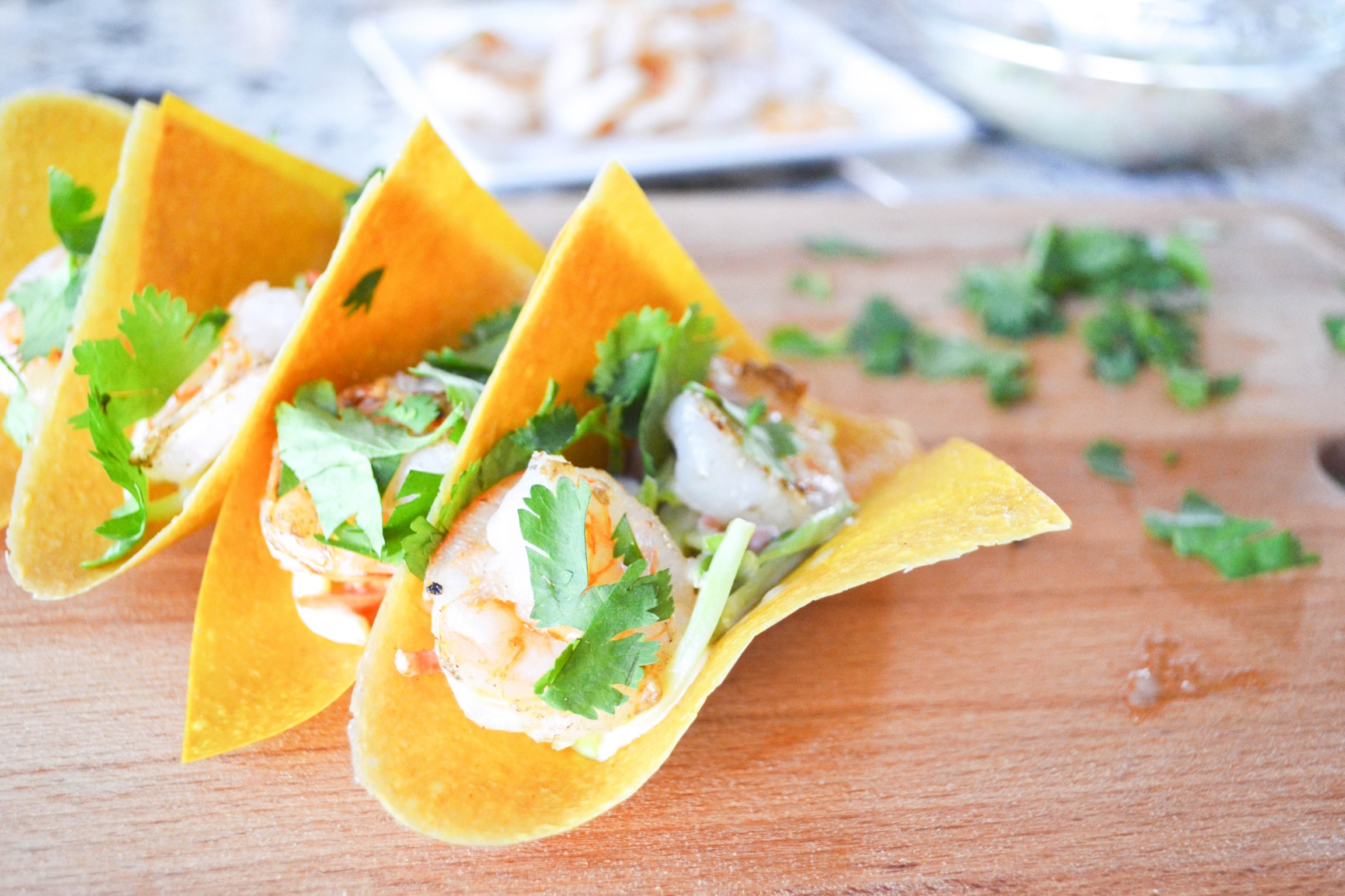 Shrimp tacos in a Turmeric Coconut Wrap